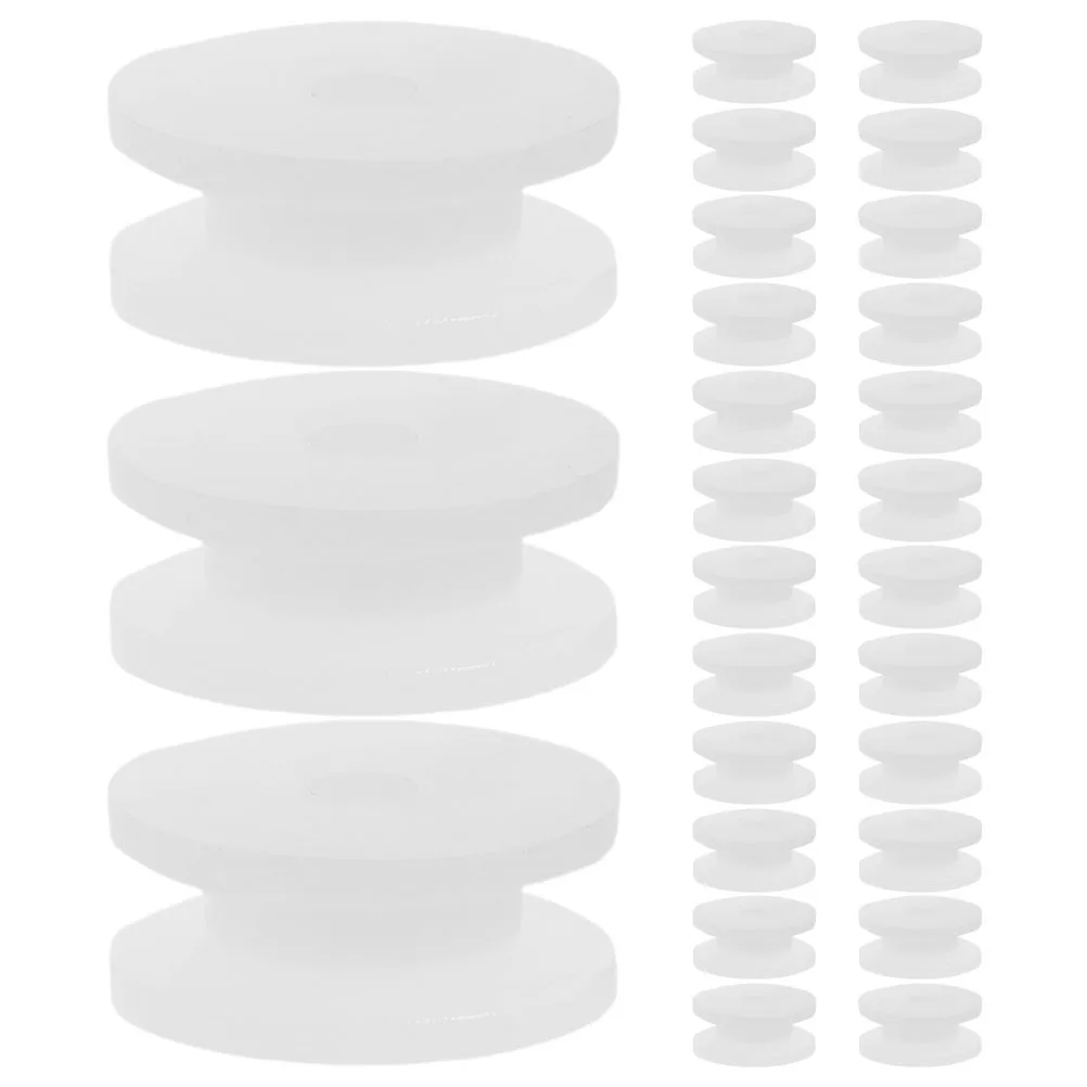 

60Pcs White Plastic Pulley Gear Educational Belt Pulley Wheels Compact Durable for Small Motor DIY Models Smooth Efficient