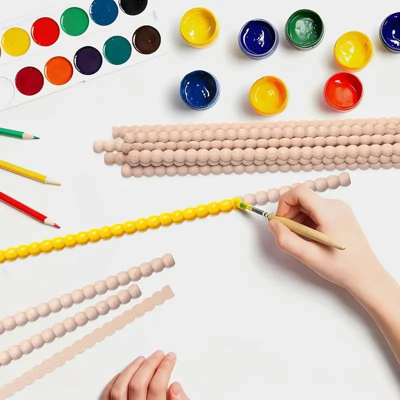 Multiple Sizes Unfinished Wood Beaded Trim Decorative Half Molding For: 8pcs Home Decor