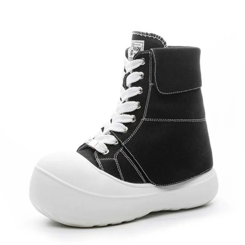 

13CM Street Style Denim Mid Calf Knee High Boots Platform Wedge Breathable Women Boots Casual Black Autumn Female Spring Shoes