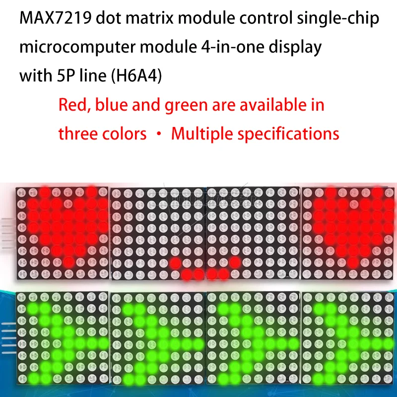 MAX7219 Dot Matrix Modul für Arduino Mikrocontroller 4-in-1-Display mit 5P Leitung