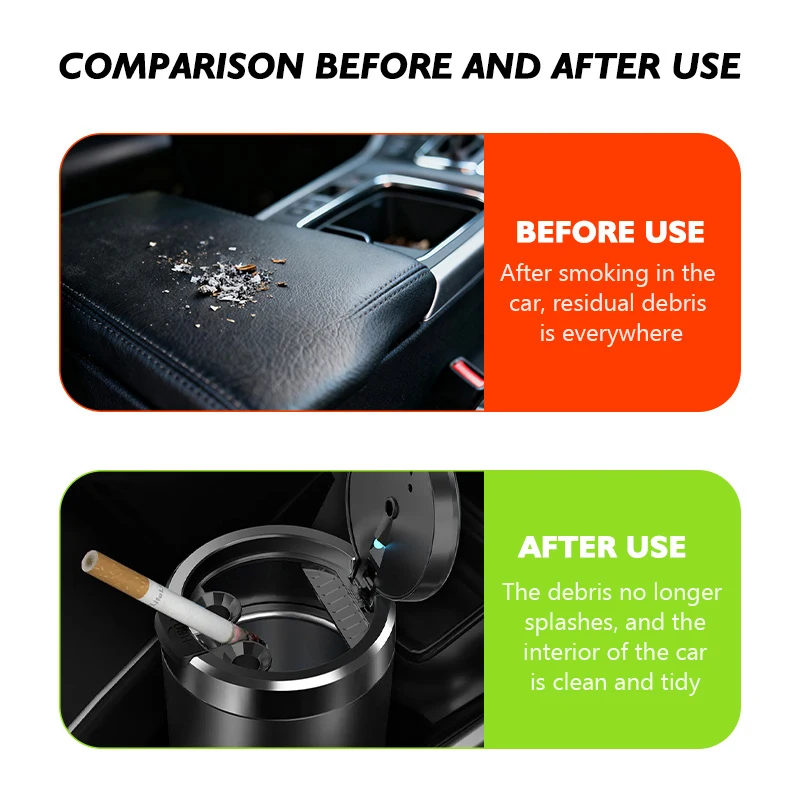 For Daihatsu Car Styling Portable Cigarette Ashtray Cup Auto Alloy Ashtray Accessories Feroza Charade Sirion Trevis Terios Mira view 4