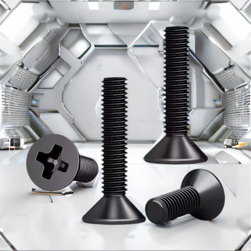 2/50Pcs M4 M5 M6 M8 GB819 Black 304 Stainless Steel Cross Recessed Phillips Flat Countersunk Head Screw Bolt