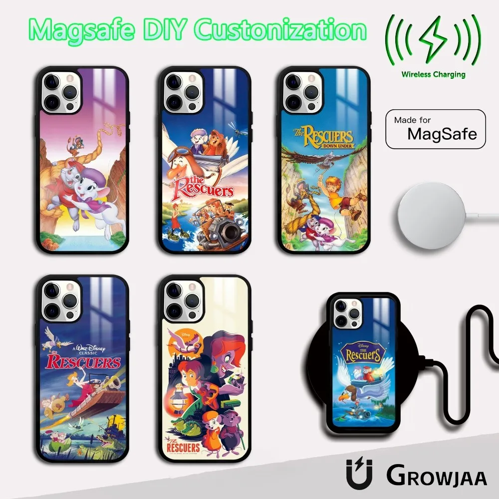 

The R-Rescuers Cartoon Phone Case For iPhone 16 15 14 13 12 11 Pro Max Plus Mini Magsafe Mirror Wireless Magnetic Cover