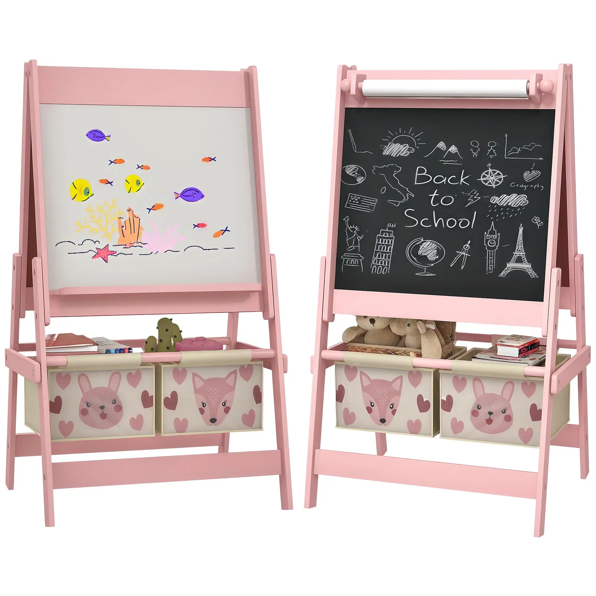 AIYAPLAY bord-ezel kinderleisteen dubbelzijdig bord wit krijtbordpapier 2 manden 54x93 cm