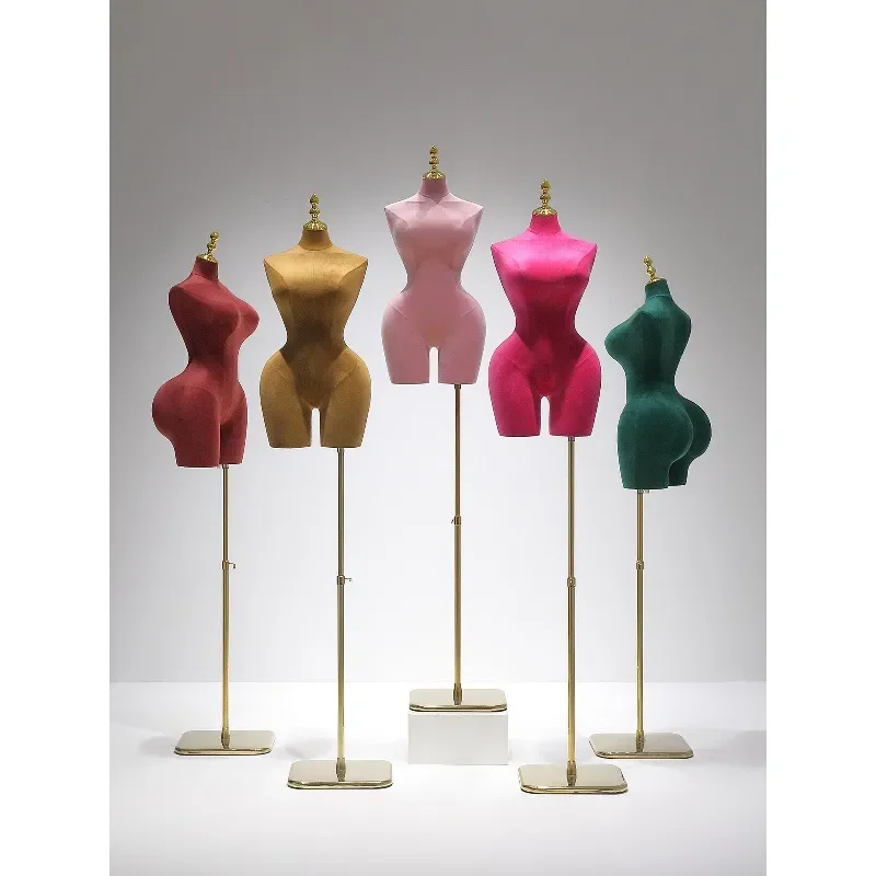for Light Luxury Women Clothing Model Props Electroplated Crown Head Cover Suede Half Body Large Size Window Special Floor