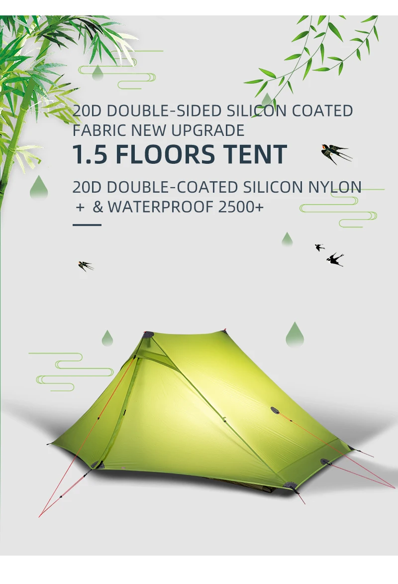 3F UL GEAR Lanshan 2pro 2026 Silpoly/Silnylon Zelt Outdoor Camping T-Reißverschluss-Tür Ultraleichtes 2-Personen-Zelt Wandern Wasserdicht Winddicht – Detail 4