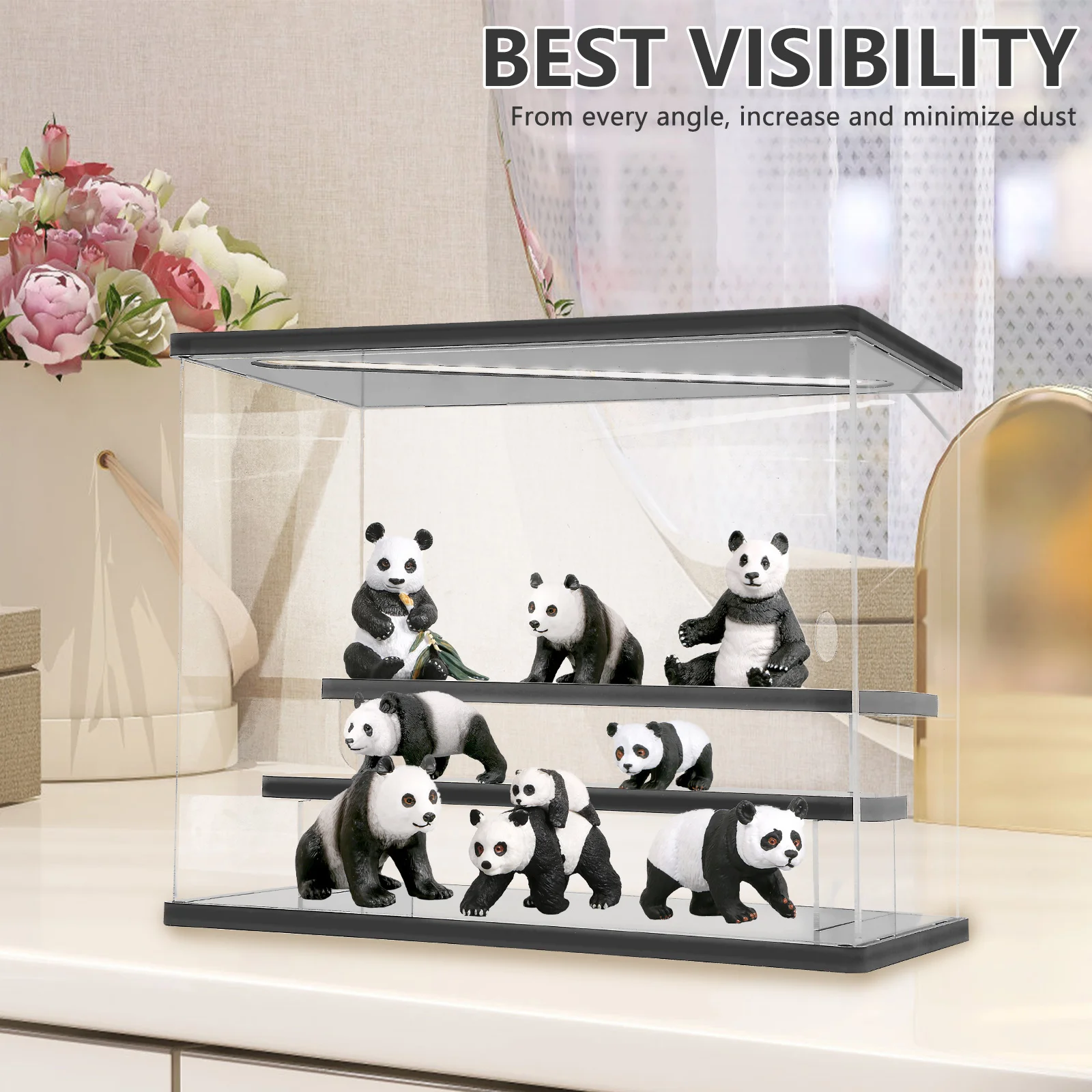 3/5 Layers Acrylic Display Case Dustproof Action Figure Box with LED Light Versatile Collectibles Display Case for Home Shop Use