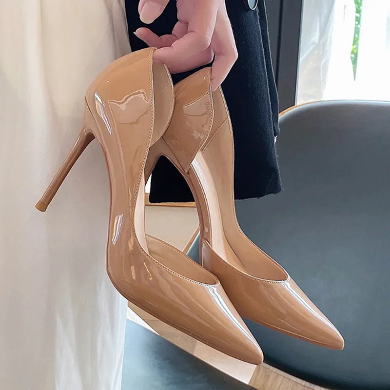 

Элегантные пикантные женские тонкие женские туфли-лодочки телесного цвета, платье с острым носком на высоком каблуке 12 см, свадебные вечерние туфли ручной работы, женские QP154