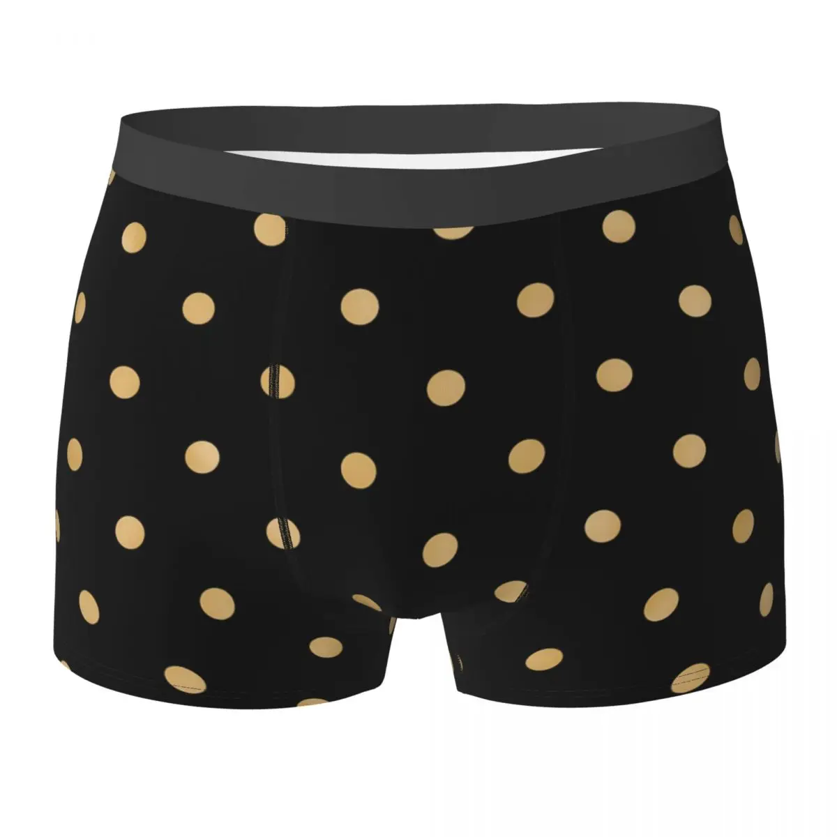 Gold Dot Underwear Retro Polka Dots Men Panties Print Elastic Trunk Hot Boxer Brief Plus Size