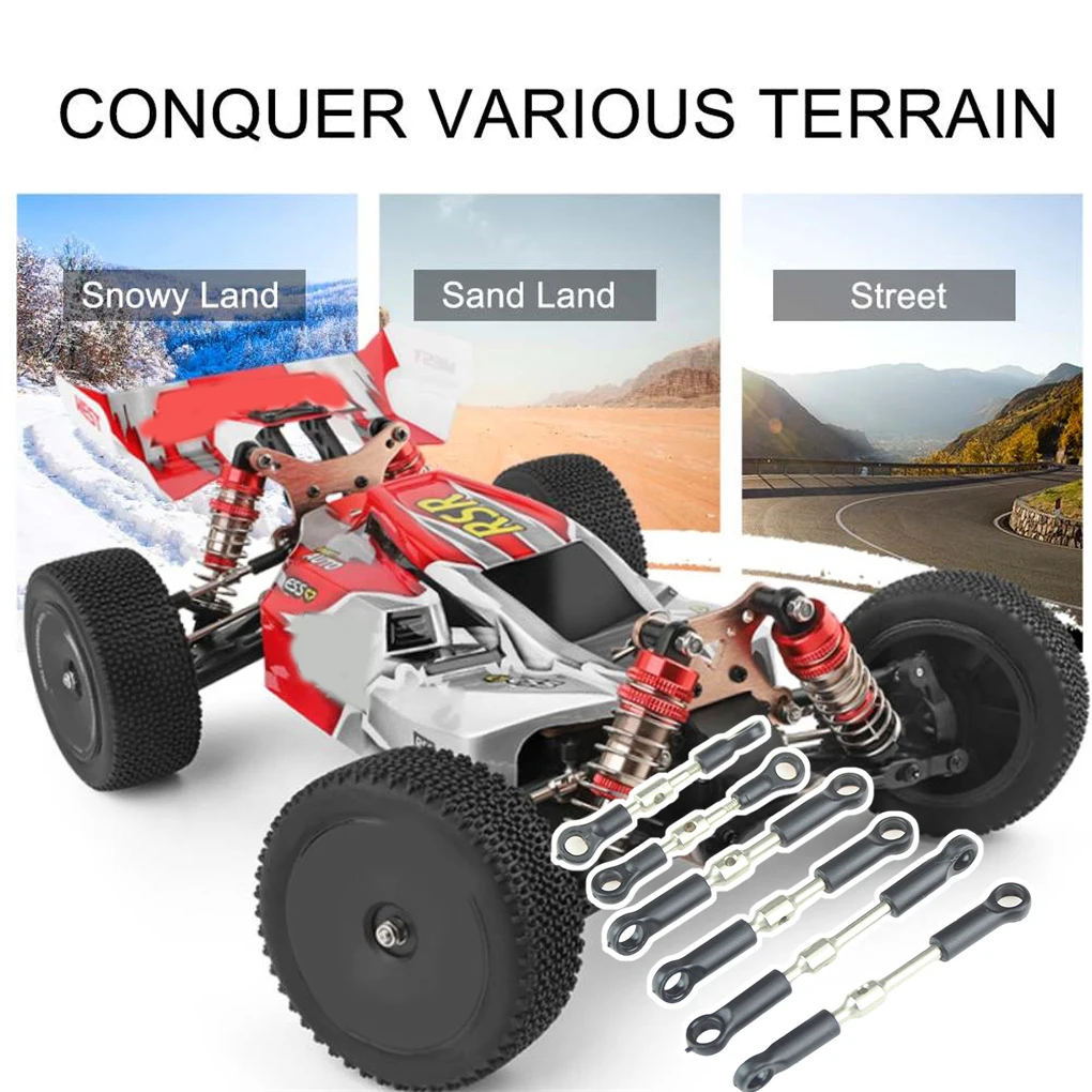 6Pcs/Set Servo Linkage Pull Rod Remote Control 1/14 Toy Vehicle Short Long Tie Rods Upgrade Modified Spare Repairing