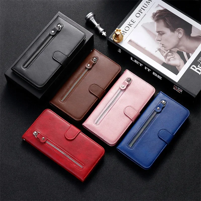 K80/K80 Ultra/K80 Pro Zipper Leather Case for Xiaomi Redmi K80 Ultra Case Wallet Stand Phone Cover for Redmi K80 Fundas Coque