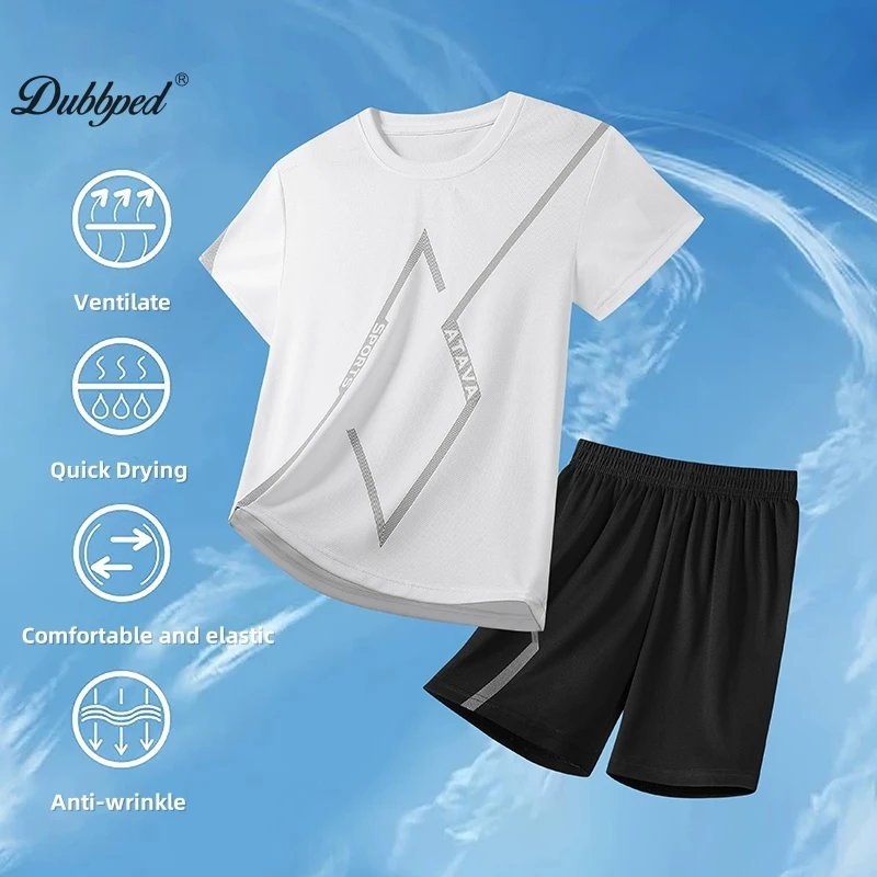 Dubbped Kids Boys Girls Summer Children Sports Jerseys T-shirt Shorts Vest Tracksuit 2Pcs Basketball Team Suit Clothing Set 5-16