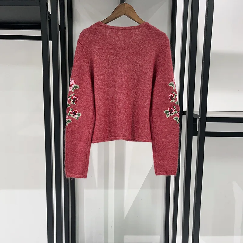 【هدية مجانية】2026 أوائل الربيع المرأة مزيج الصوف الأزهار الكروشيه متماسكة سترة عبر غرزة الدانتيل متابعة البلوز فضفاض