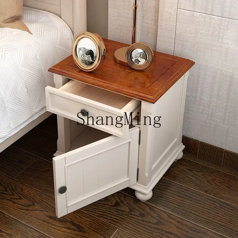 

SM bedside table Solid wood modern simple storage cabinet Bedroom e****mical drawer cabinet