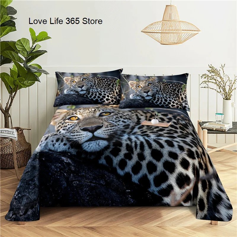 

Custom Leopard Digital Printing Sheets Cover 100%Polyester Flat Sheet With Pillowcase Print Bedding For 0.9/1.2/1.5/1.8/2.0m Bed