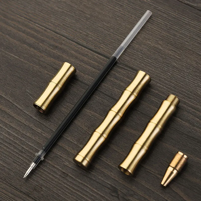 Bolígrafo estilo bambú de latón Vintage, herramienta de escritura para estudiantes, regalo de oficina de negocios de Metal, 1 ud.