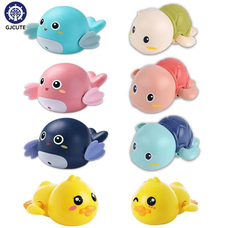 Baby Bath Toys Pool Beach Classic Chain Clockwork Water Toy Bathing Cute Duck Turtle Dolphin For Kids Water Playing Toys