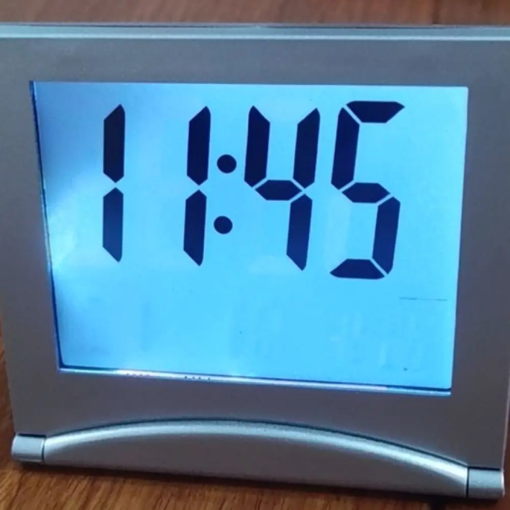 LCD Projection Clock Minimalist Digital Alarm Weather Forecast Temperature Calendar Compact Folding Home Office Gadget