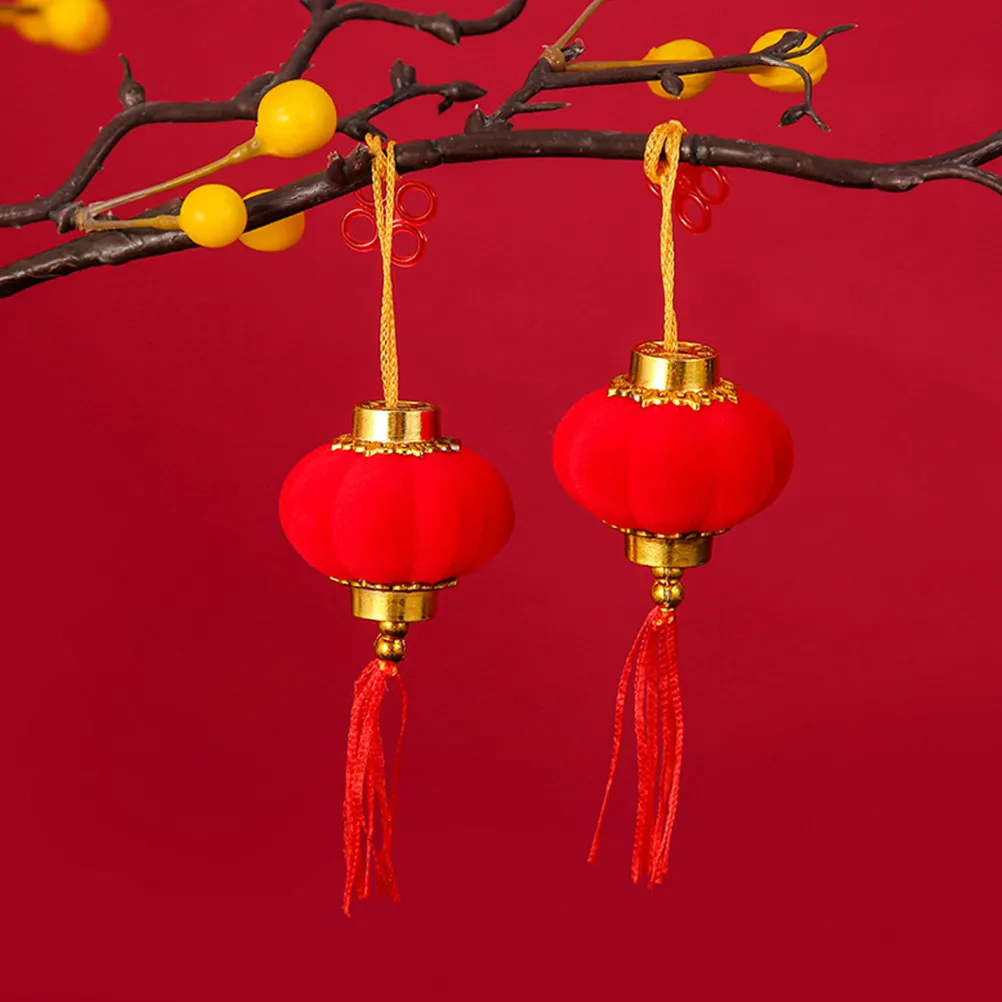20Pcs Flocking Cloth Red Lanterns Exquisite Craftsmanship Indoor Outdoor Hanging Party Lanterns New Year Spring Festival