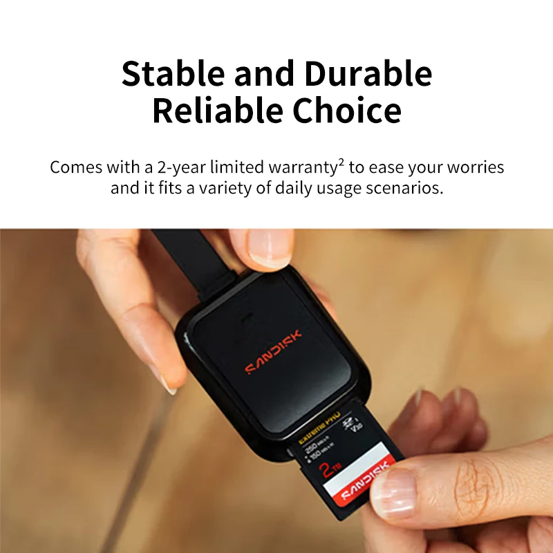 Original SanDisk USB 3.2 Type-C SD Card Reader Max 250Mb/s Read 170Mb/s Write UHS-I UHS-II Memory Card Reader SDDR-C751