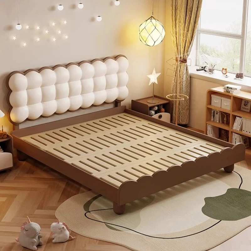 Bed Luxury Beige  Median Double Bed Hard Muebles  Bedroom Furniture