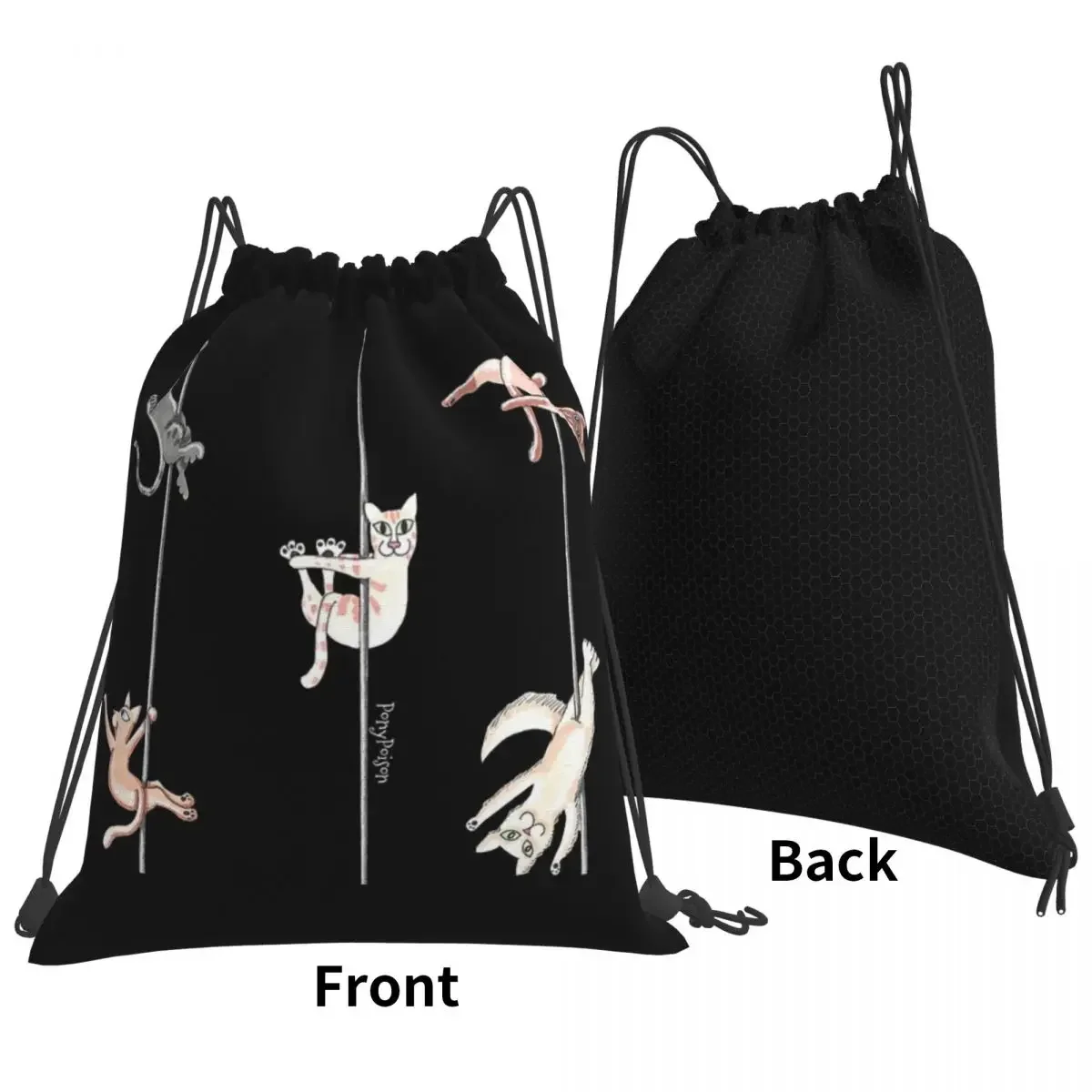 Pole Kittens At Play Backpacks, Multi-Function Portable Proximity Wstring Bags, Bundle Pocket Storage Bag, PleBags for Travel