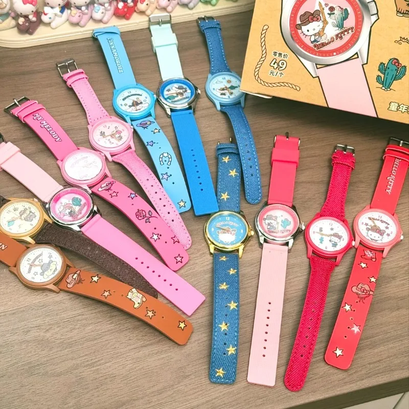 Anime Figure Sanrio Hello Kitty Blind Box Toys Cowboy Busy Series Watch Electronic Watch Collection Decoration Birthday Gifts view 3