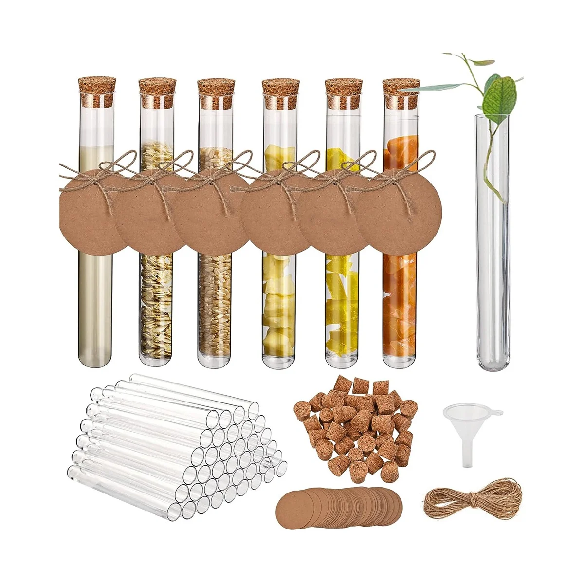 100 Test Tube With Cork, 16x100mm Test Tubes With Cork for DIY Craft Candy Liquids Spices Flowers