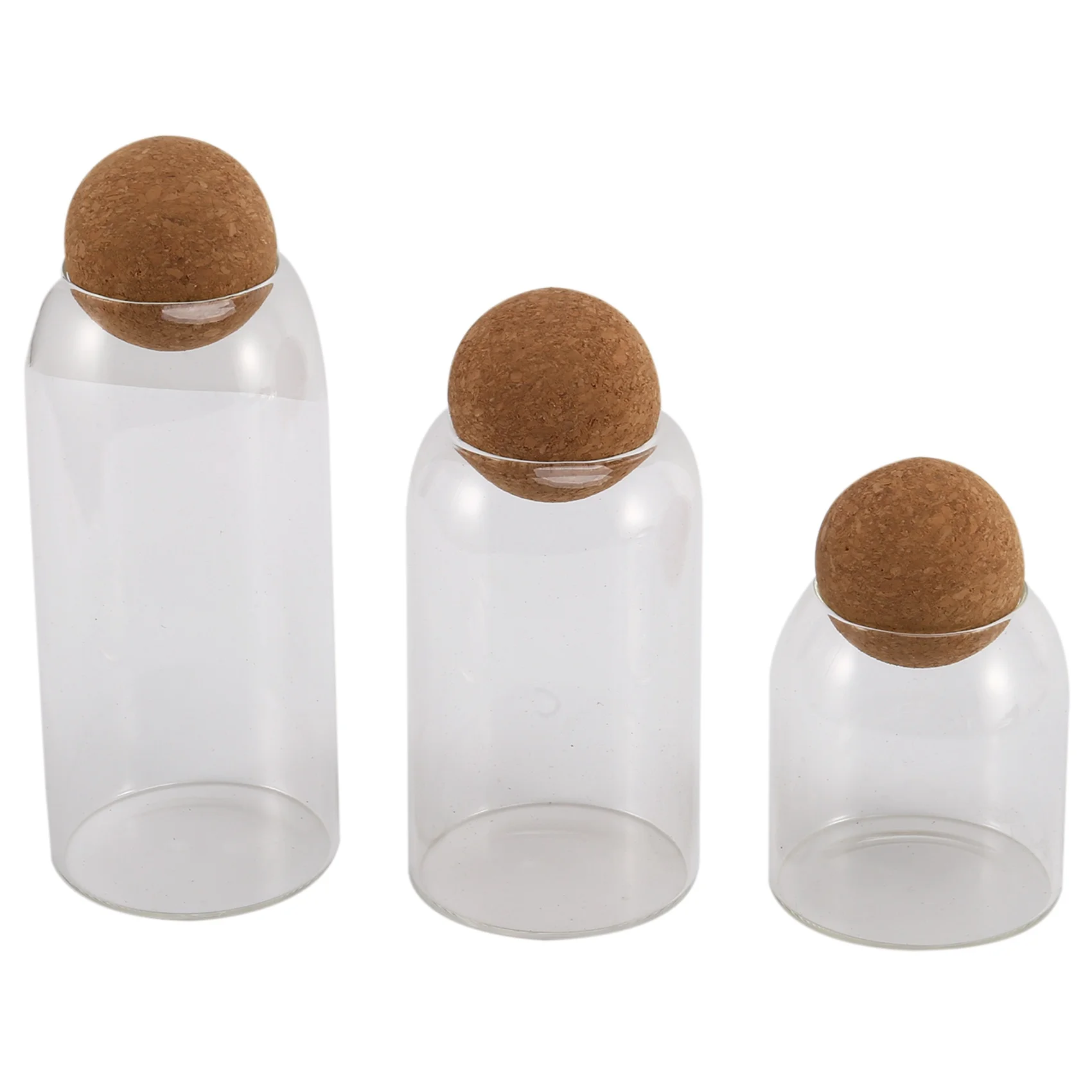 3Pcs Glass Jars with Airtight Seal Ball Cork Lid Clear Cookie Jars Mason Jars Food Storage Canister for Tea Coffee Spice