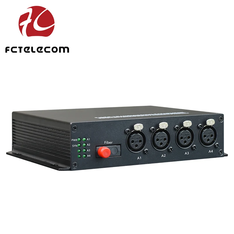 Desktop Size 4 Channel XLR  Over Fiber Broadcast Audio Transmitters  and Receiver,  40ohm 24bits Sampling Audio to Fiber