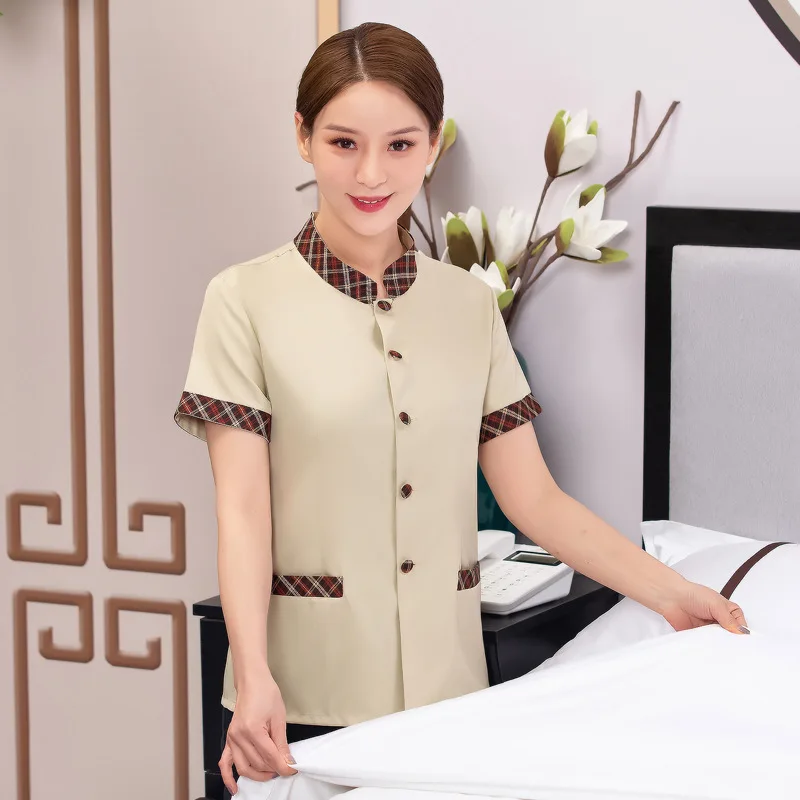 

Summer workwear for women in hotels, property cleaning uniforms for staff in residential areas, hotel room cleaning uniforms、Wor