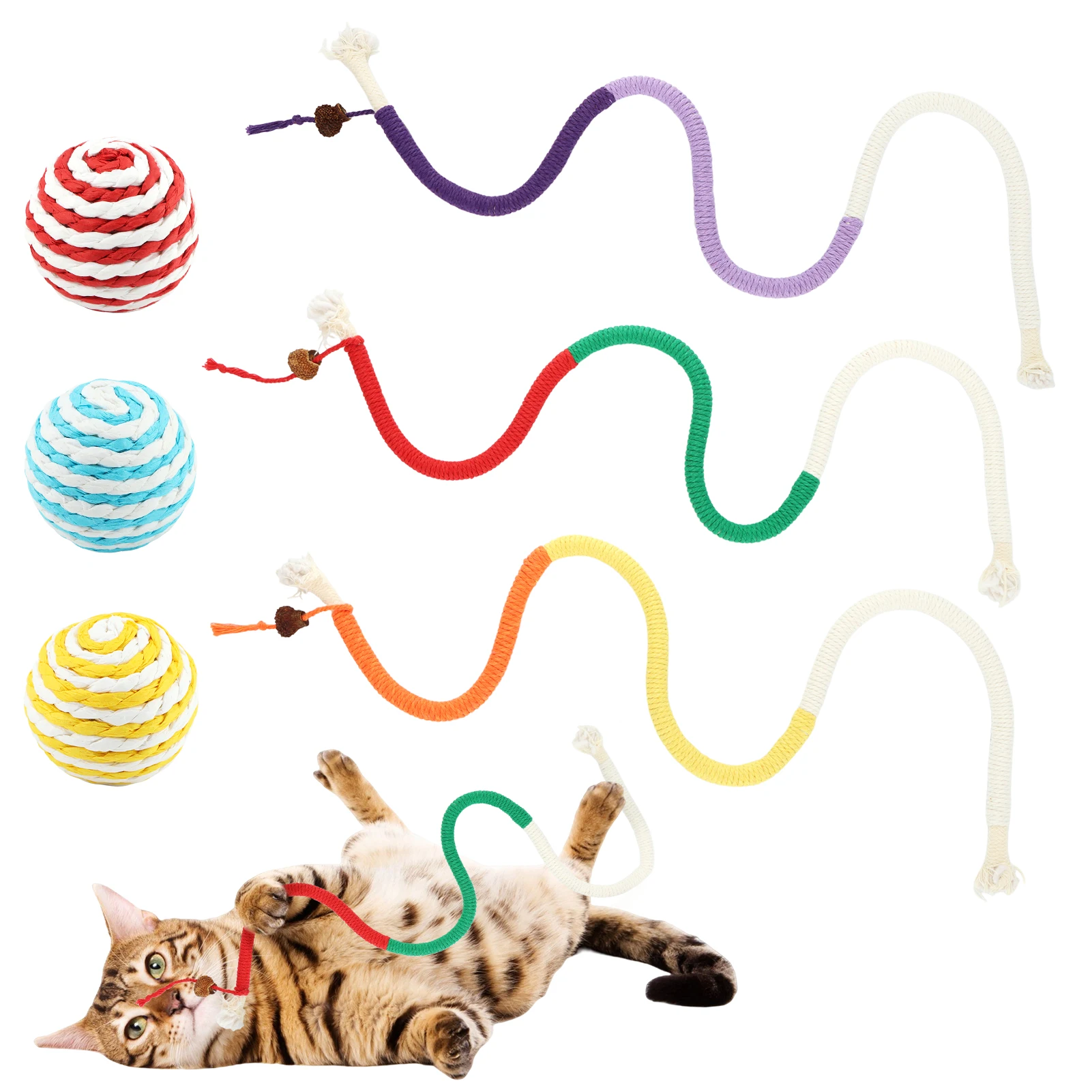 6pcs/set Natural Bite Resistant Interactive Pet Supplies Dental Care Cat Chew Toy