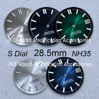 28.5mm S Logo Sunburst Dial Fit NH35/NH36/4R/7S Japanese Movement Green Luminous Diving High-Quality Watch Modified Accessories