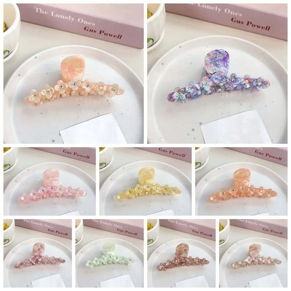 أنيقة زهرة مشبك شعر التدرج اللون حجر الراين خط مستقيم على شكل القرش كليب Hairgrip الاكريليك حمض الخليك مشبك شعر الطرف