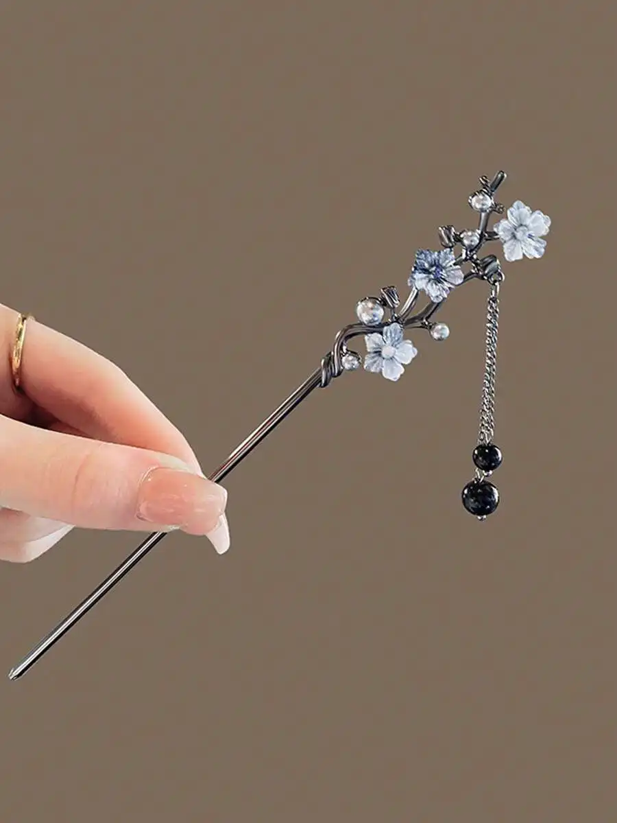 1pc Retro Chinese Style Wooden Hair Stick, Traditional Hanfu Hair Clip, New Chinese Hairpin Hair Decoration, Bun Extension