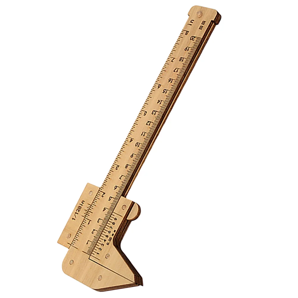 Wooden Precision 2 in 1 Caliper Ruler Inches Millimeters Student Drawing Measuring Tool Versatile for Artists