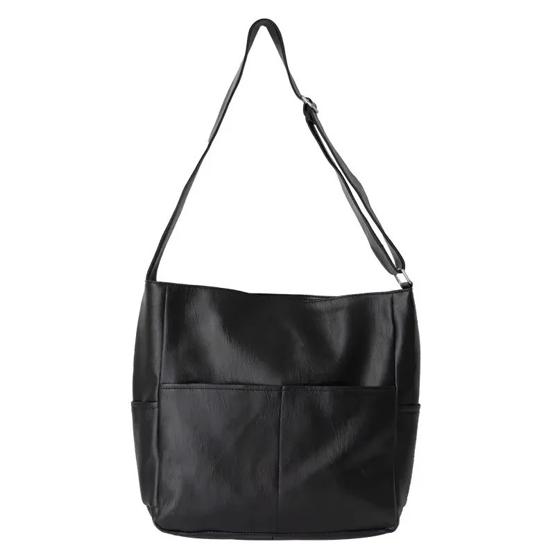 New Ins Shoulder Large Bag Fashionable Crossbody Bag Autumn and Winter Soft Leather Bucket Bag for Women