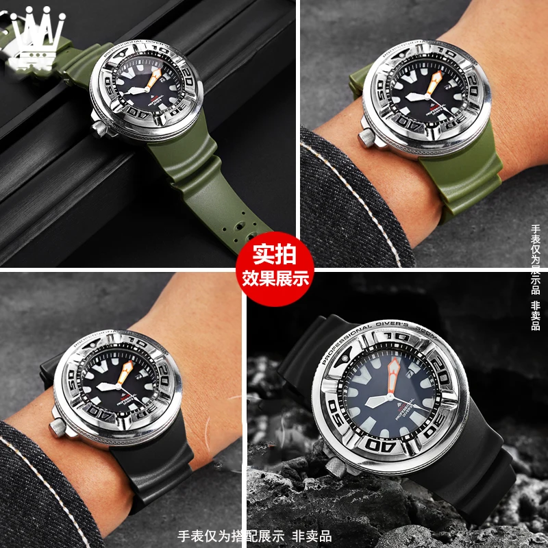 Modified silicone strap For Citizen BJ8050 BJ8050-08E Stainless Steel Lug Connection Head Little Monster Bracelet Watch band