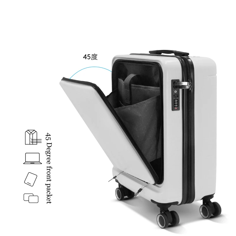 Maletas Factory Price Customize Travel Trolley Case ABS Hardshell Light weight Luggage Front Pocket Suitcase