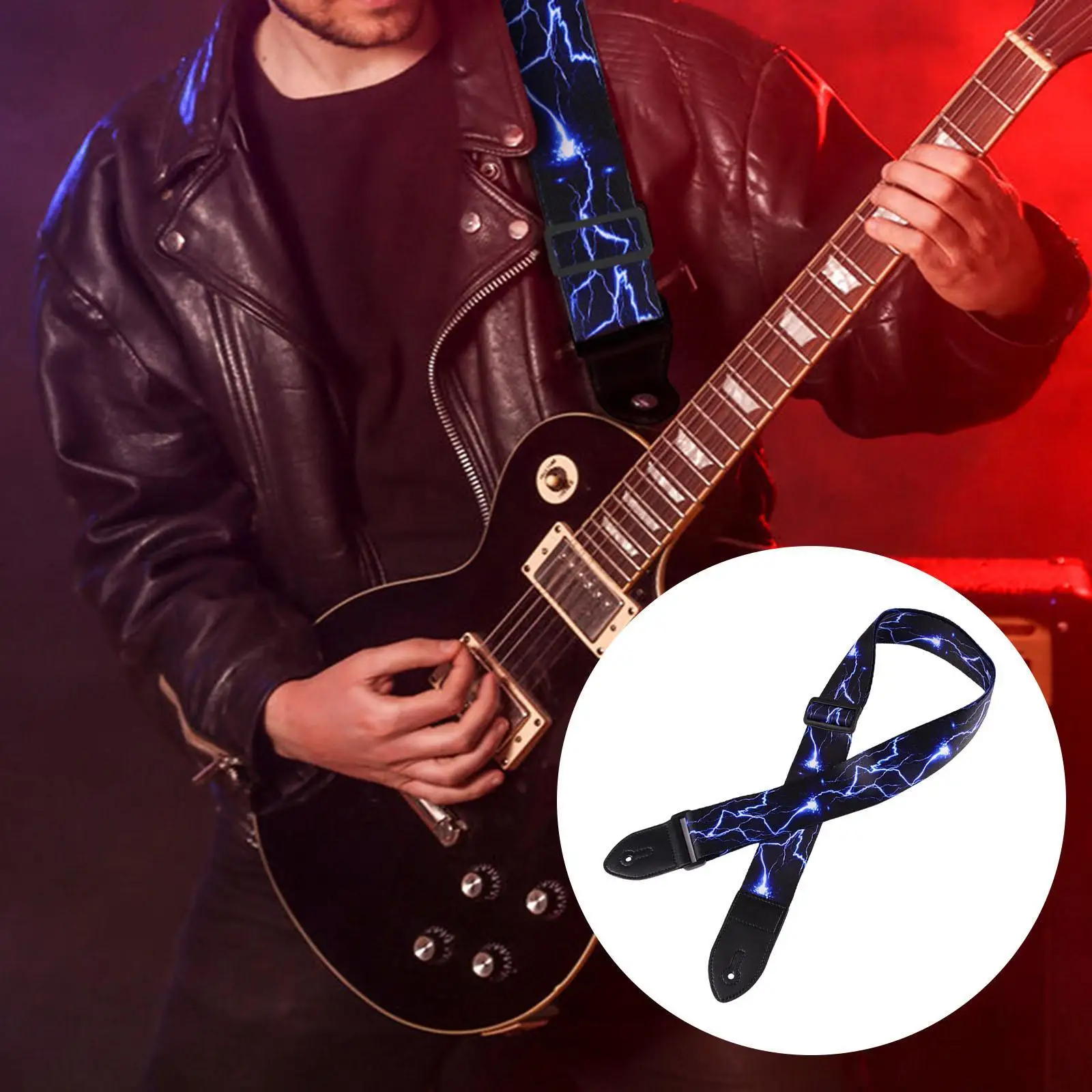 Soft Thickened Bass Guitar Strap Breathable Polyester Adjustable Band for Electric Guitar Players and Practice