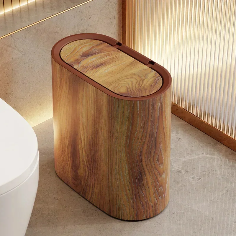 Nordic Marble Texture Trash Can Press type Wastebasket Narrow Toilet Trash Bin Odor proof Wastebasket Bathroom Accessories