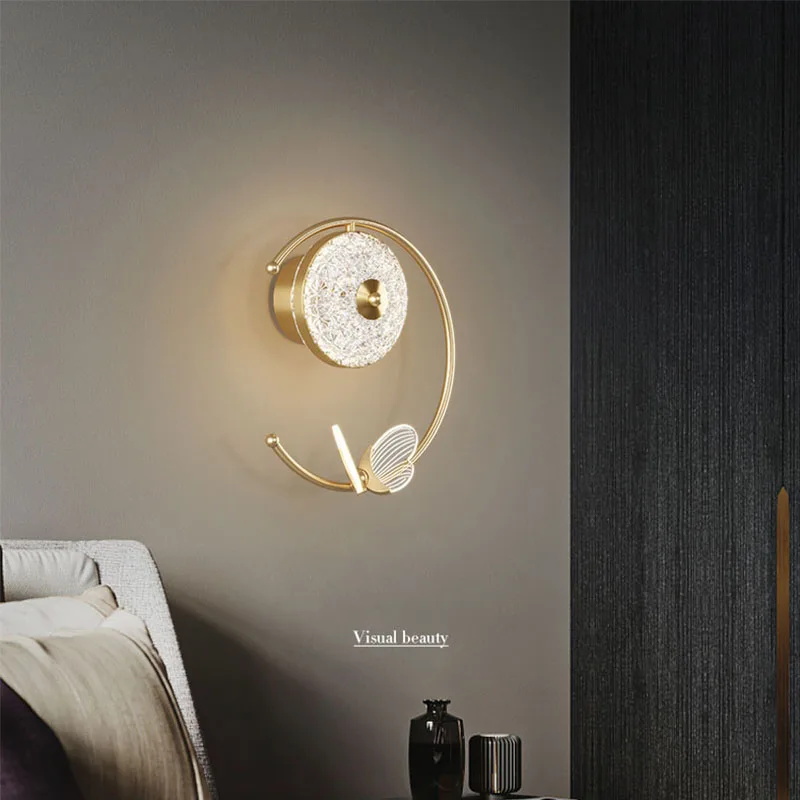 Lámpara de pared LED moderna, lámpara de noche para dormitorio, decoración de pared, candelabro para sala de estar con perilla de interruptor, luces de pared atenuadas para el hogar