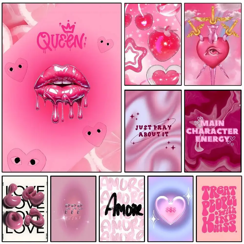 Rosa Engel Nummer Energie Poster Kunst wasserdicht Aufkleber Kaffee Haus Bar Zimmer Wand Dekor