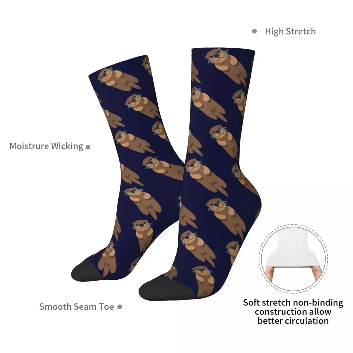 Sea Otter Socks Harajuku Super Soft Stockings All Season Long Socks Accessories for Unisex Gifts