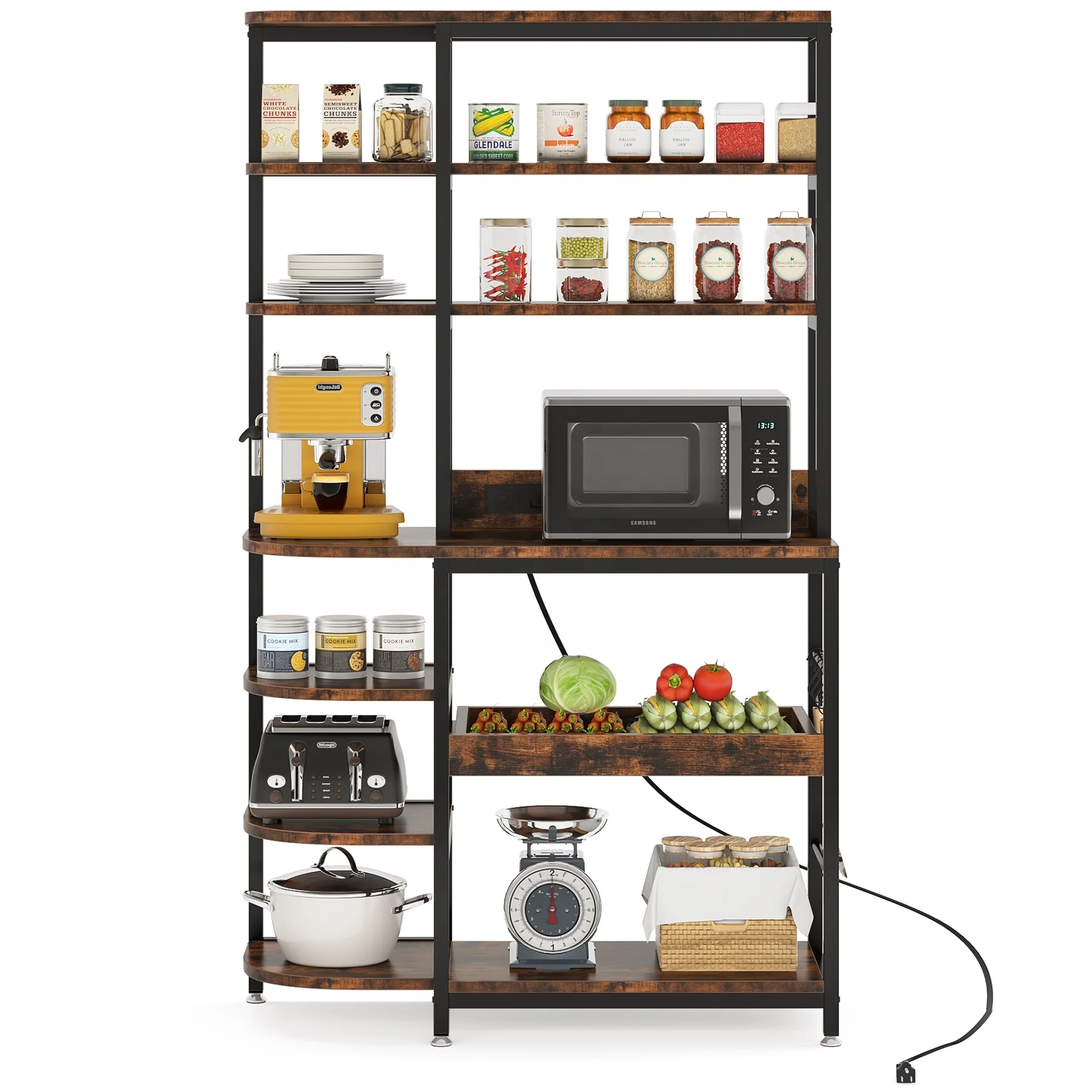 

ty-Tribesigns Kitchen 10-Tier Microwave Bakers Rack with Power Outlets Tall Kitchen Utility Storage Shelf Organizer Coffee Bar%