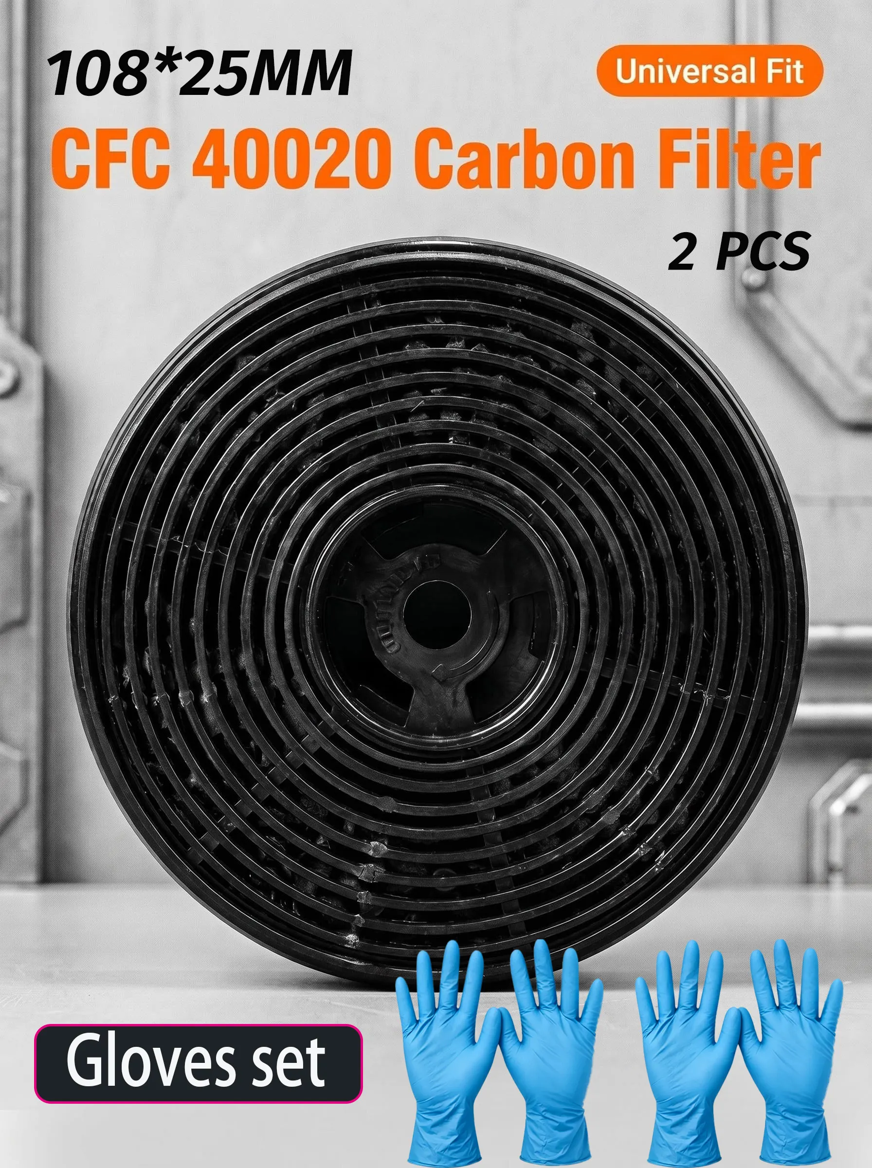Afzuigkapfilter met actieve kool, maat 108×25 mm, 2 stuks. Compatibel met PROKIRA, Respekta, Klarstein, Bomann en andere merken