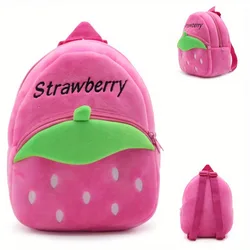 Baby Bags Plush Kid Backpack Cartoon Strawberry Schoolbag Pink Fruit Style Preschool Storage School Bag Birthday Gift for Girls