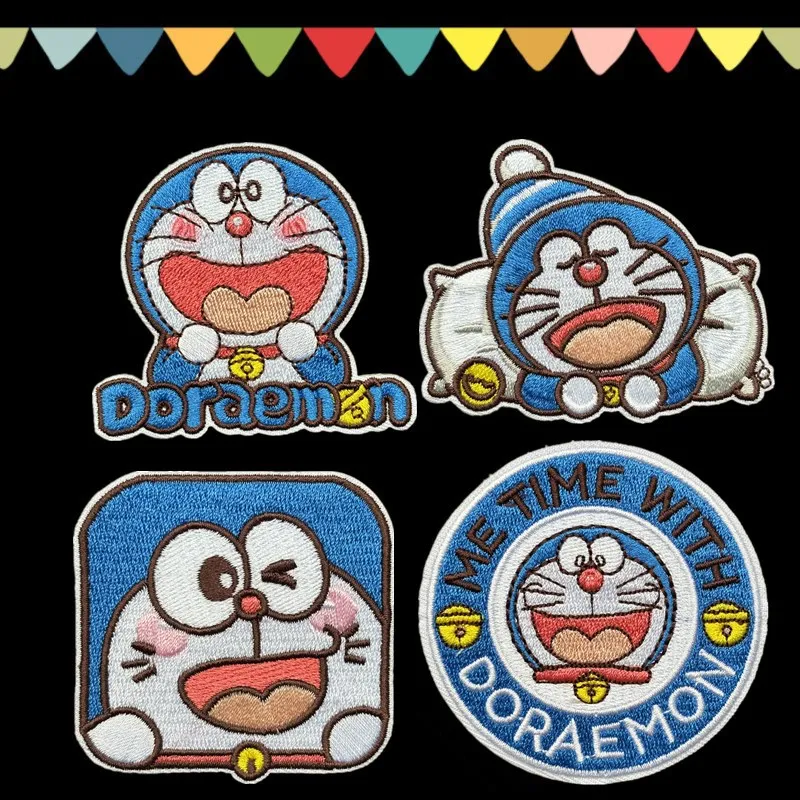 Doraemon Stoffaufkleber, kreative, hochwertige Anime-Cartoon-Stickerei, bedruckt, für Schüler, niedliche DIY-Kleidungs- und Schulranzen-Aufnäher – Detail 8