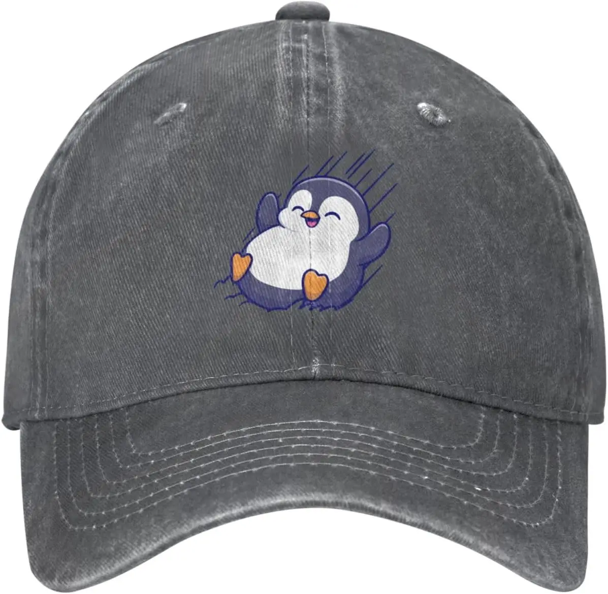 

Милая раздвижная шляпа дальнобойщика с пингвином, потертая джинсовая бейсболка, повседневная регулируемая унисекс