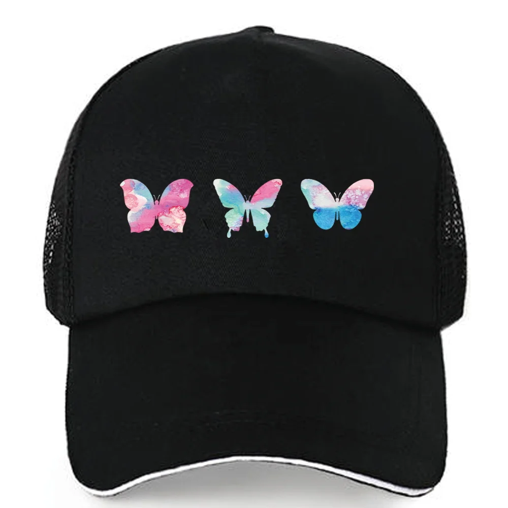 Gorra de béisbol con visera para hombre y mujer, sombrero de malla transpirable, ajustable, algodón, Sandbeach, serie mariposa